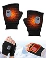 Smart Thermostatic Heated Fingerless Gloves, Portable Heating Gloves with Digital Display, Rechargeable USB Heated Gloves for Women Men, Hand Warmers for Work Indoor Outdoor (Black, One Size)
