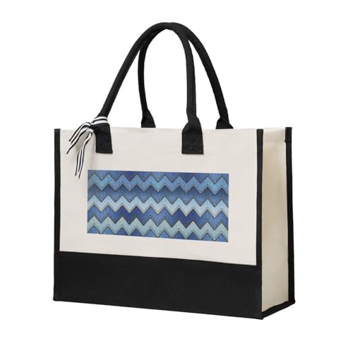 Sac fourre-tout en toile imprimé denim votre allié idéal pour le shopping et les cours