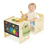 PAMPORPET Ensemble Table et Chaise Enfant Montessori,Table Enfant avec Chaise Réglable Un Tableau Noir Table Chaise en Bois pour 1-3 Ans, pour Activité/Dessiner/Manger/Jeux