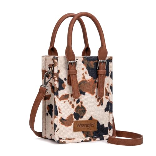 Wrangler Small Crossbody Bags for Women Aztec Cow Print Small Western Purse and Mini Handbag
