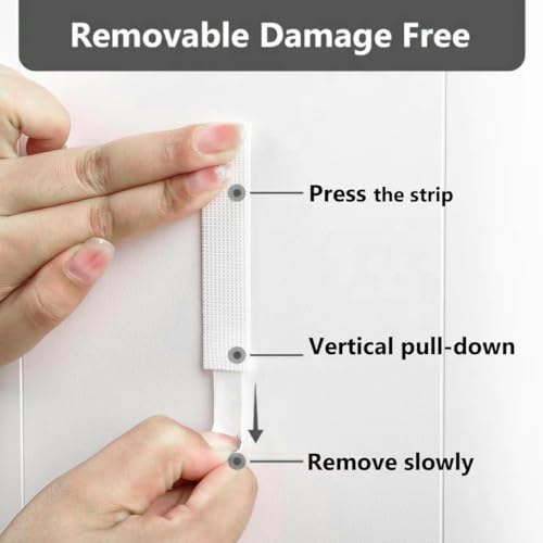 Image of 24 Pairs Large Picture Hanging Strips Removable Damage Free Hook and Loop Tape Sticky Picture Hangers for Wall Hanging Pictures Without Nail White Adhesive Strip