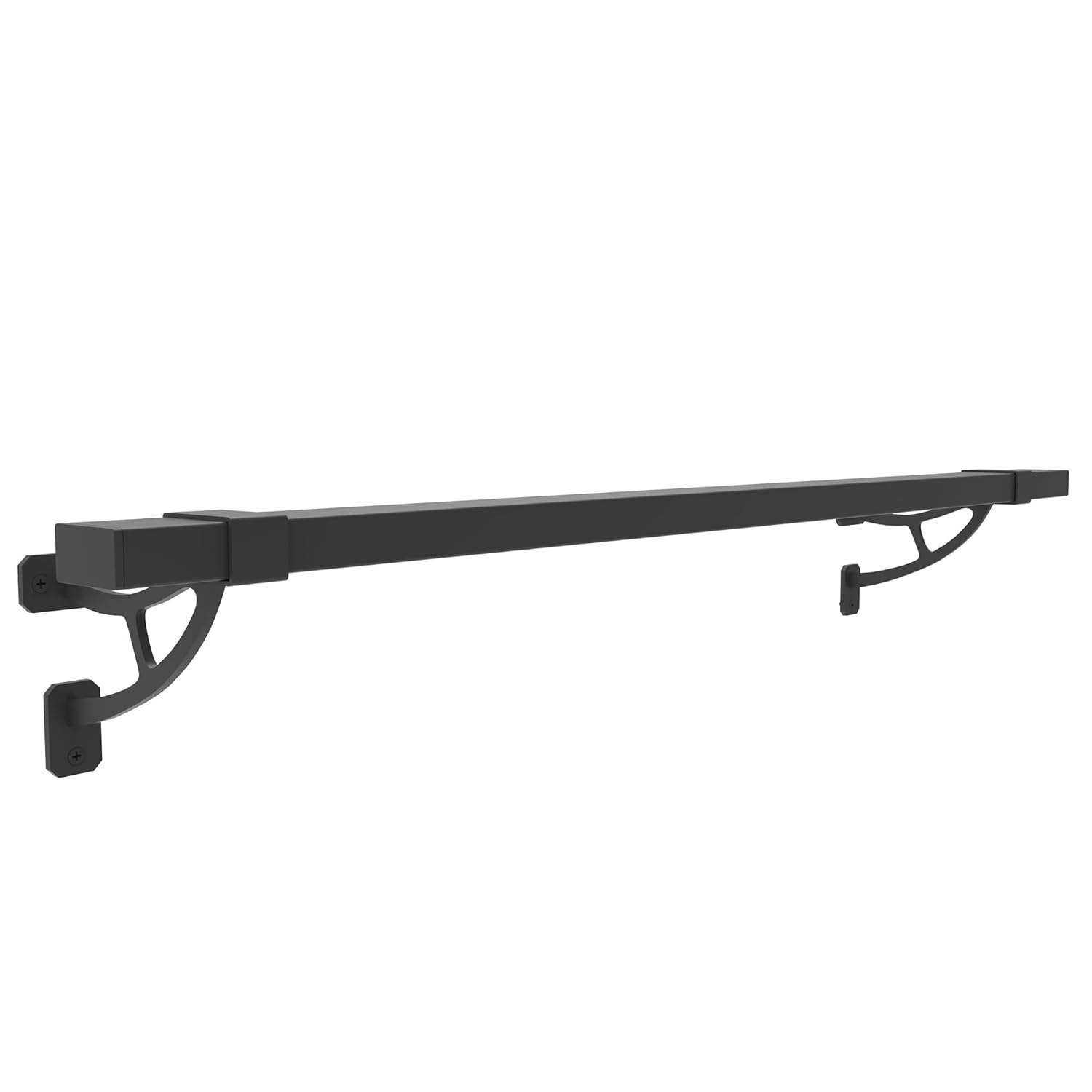 Bar Foot Rail Kit- Railings Hardware for Indoor and Outdoor Heavy Duty Steel Combination Wall Mount Rail Brackets and Square Tube.(Black, 4 Feet)