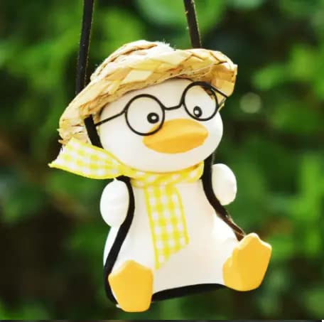 Auto WondersCar Swing Duck Car Rearview Mirror Pendant Cute Car Interior Decoration Duck Hanging, Cool Car Hanging Accessories for Rear View Mirror (Style B)