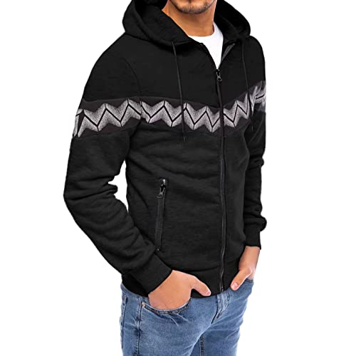 Sweatshirt pour homme veste chaude noire zippée taille XL en maille douce