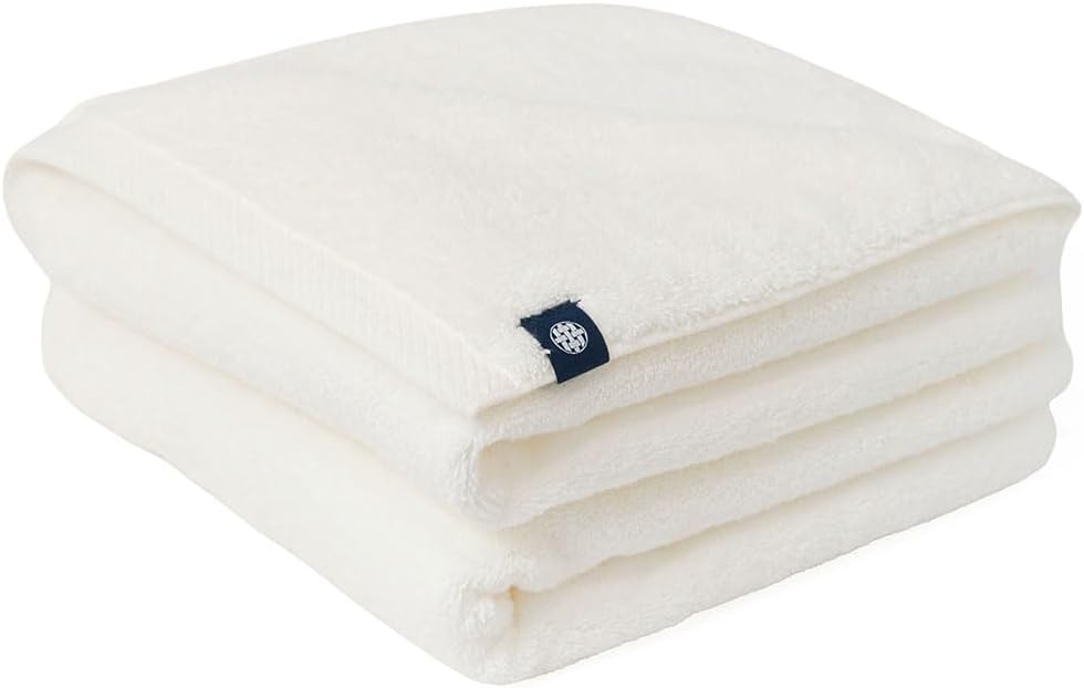 Luxury Japanese Hand Towels - Set of 2, Wash Cloth, Senshu Towels, Approx. 13" x 33.5", Ultra Soft, Quick Drying, Absorbent, Lightweight, Bathroom, Yoga, Spa, Pool, Gift (White)