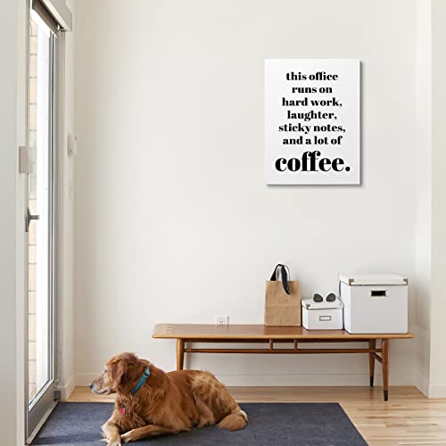 Xwelldan Teamwork Quote This Office Runs On Hard Work Wall Art Canvas Prints,Coffee Humor Workplace Wall Art Decor For Home Office Hr Office Workplace, 11 X 14 Inch, Framed #TOP1