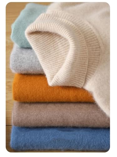 Men's High Neck Mink Cashmere Sweater Loose Knitted Sweater Keep Warm Jumper Top Long Sleeve2