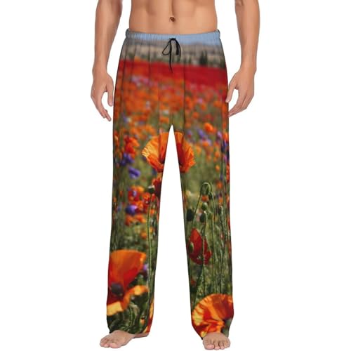 Pantalon de pyjama homme imprimé coquelicot EdWal noir taille M
