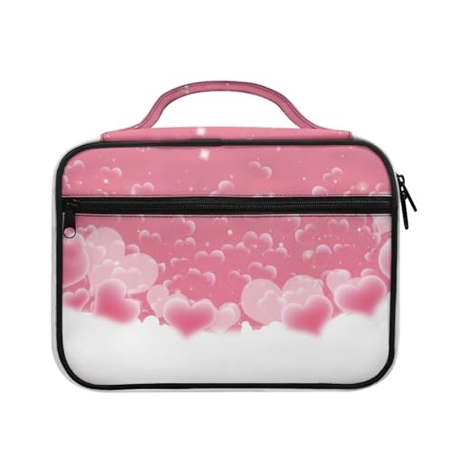 Mumeson Pink Heart Bible Cover Cute Bible Bags Studying Bible Pouch with Inner Organizing Pockts Multiuse Daily Bags for Women and Men Bibel Carrying Case Bible Highlighter Carrier