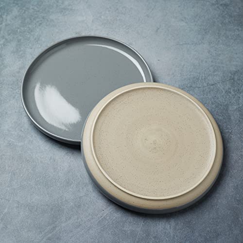 Famiware 4 Pieces Salad Plates Set, 7.5 Inches Dessert Plates, Scratch Resistant, Stoneware Dinnerware, Kitchen Modern Rustic Serving Dishes, Dark Gray #TOP5