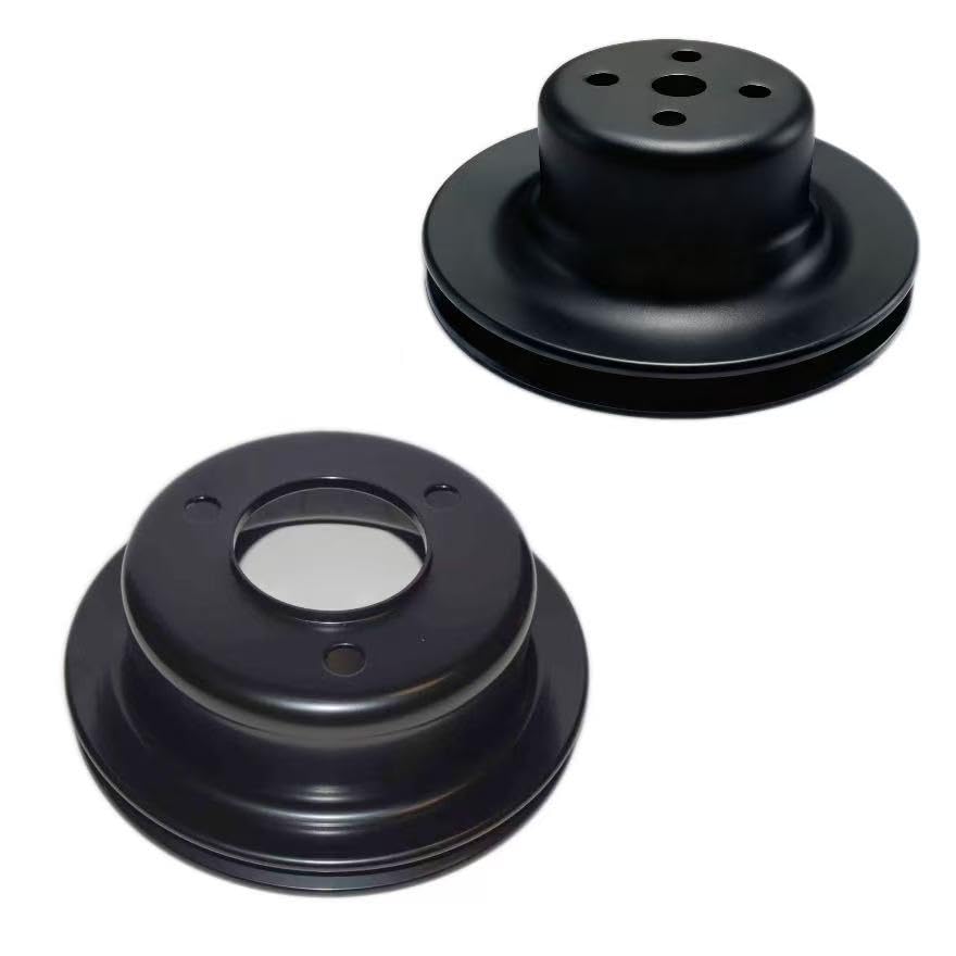 Black Steel Water Pump Pulley(1 Groove) & Crankshaft Pulley Single (1 Groove) Fits for Ford Small Block 260 289 1965-1967 V8