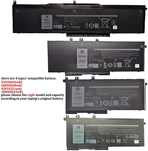 Gjknx Gd1Jp Dy9Nt Battery Replacement For Dell Latitude 5480 5580 5490 5590 5491 5591 5495 5488 Precision 3520 3530 Series 93Ftf 3Dddg 0Gd1Jp 0Dy9Nt 5Yhr4 Kcm82 0Kcm82 #TOP3