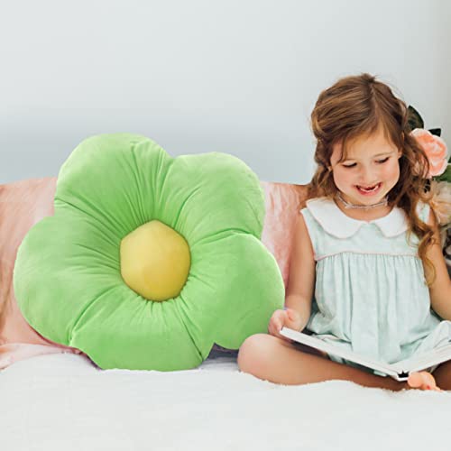 Butterfly Craze Daisy Lounge Flower Pillow - Cozy & Stylish Floor Cushion, Perfect Seating Solution For Teens & Kids, Machine Washable Aesthetic Decor, Plush Microfiber, Medium 20" Diameter, Green #TOP3