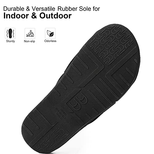Longbay Men's Comfy Memory Foam Slide Slippers Breathable Mesh Cloth House Shoes (Large / 11-12 D(M) Us, Gray) #TOP5