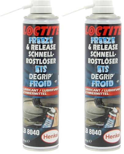 LOCTITE LB 8040, lubrifiant, dégrippant pour métaux rouillés ou bloqués - Aerosol 400 ml - Agit par choc thermique (Lot de 2)