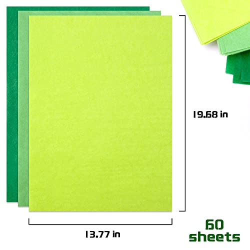 Image of MR FIVE 60 Sheets Gift Tissue Paper Bulk, 20 inch x 14 inch, Green Tissue Paper for Gift Bags, St. Patrick's Day Easter Halloween Birthday Wedding Christmas, 3 Colors