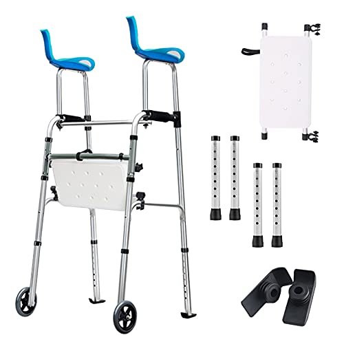 Déambulateur vertical pliable 2 roues charge 150kg déambulateurs roulants seniors