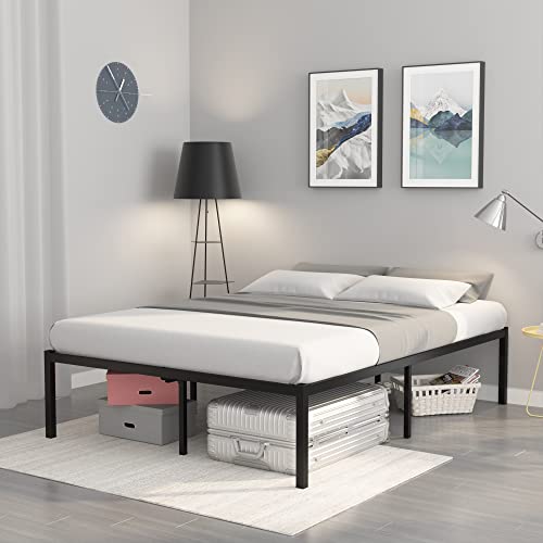Weehom King Bed Frame 16 Inch Metal Platform Bed Frames No Box Spring Needed, Mattress Foundation, Heavy Duty Steel Slat Support, Large Underbed Storage Space, Easy Assembly, Black #TOP3