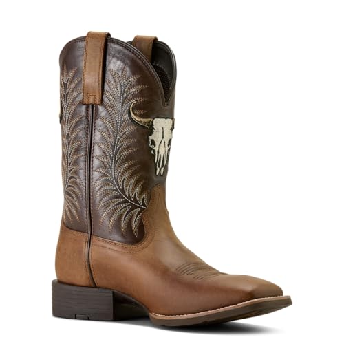 ARIAT Men Sport Steer Skull Wide Square Toe Cowboy Boot