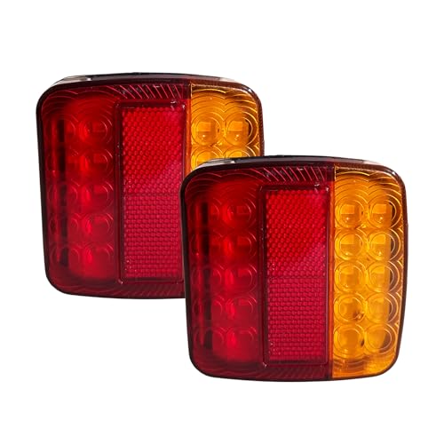 LC-AUTO 2PCS 12V LED Rear Tail Lights Trailer Light Multi Function Stop Brake Light Turn Signal Indicator License Plate Lamp Universal for Caravan Van Boat Camper Truck Lorry Tractor
