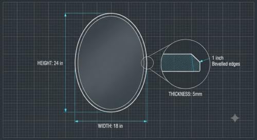 Image of 24 x 18 Inch Oval LED Bathroom Mirror | Touch Sensor, 3 Colour Dimmable Warm Neutral Daylight, Frameless, Lighted Wall Mirror, For Bathroom Bedroom