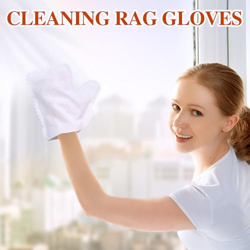 Image of 80Pieces White Microfiber Dusting Gloves Dust Wipes, Feather Dusters, Grabs and Locks in Dust Cleaning Gloves for Cleaning Shoe Bag Glasses Car Electronic Device