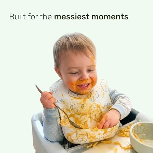 PARASOL Disposable Bibs, Soft-Absorbent Top Layer with Leak-Resistant Waterproof Backing, Built-In Crumb Catcher, Hypoallergenic, Disposable Bibs for Toddlers and Babies, 4 Boxes (20 Each), 80 Count by PARASOL - Image 7