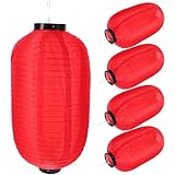 提灯 ちょうちん 長型 防水 お祭り 10インチ パーティー イベント 結婚式 装飾用 盆提灯 新年春節 居酒屋 飾り用 燈籠 デコレーション インテリア 5個セット (レッド,25*45cm)