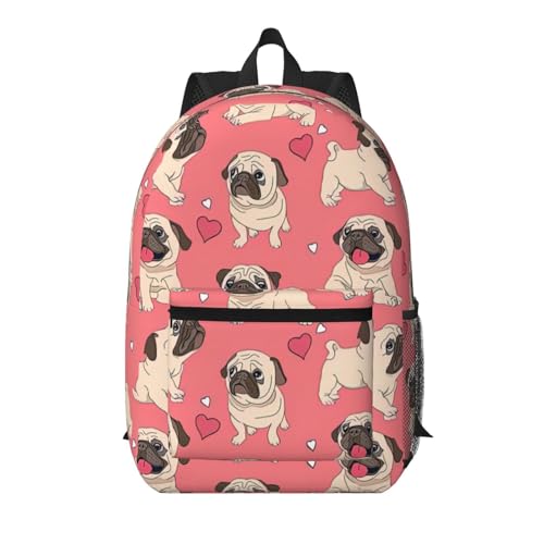Sac à dos voyage carlin noir imprimé dessin animé 43 cm multi-poches pour PC portable et loisirs