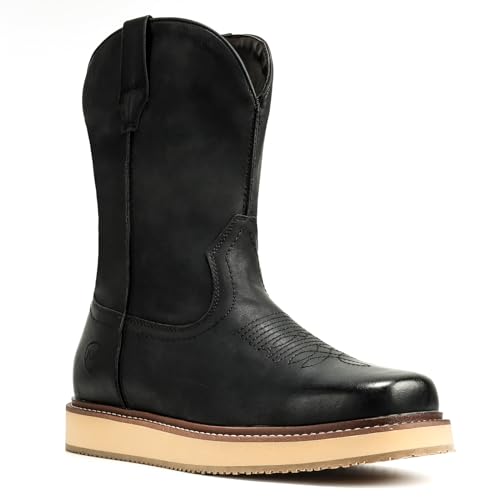 IUV Cowboy Boots For Men Western Boot Durable Fashionable Retro Classic Slip Resistant Work Casual Boots