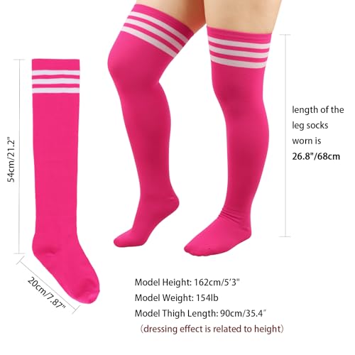 Image of DRESHOW Plus Size Thigh High Socks Striped Over Knee Long Boot Stockings Knee High Tube Socks Leg Warmers for Women