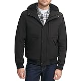 Levi's Men's Mixed Media Hoodie Bomber, Black, Large