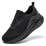 Trainers for Women Black Running Shoes Ladies Arch Support Memory Foam Plantar Fasciitis Orthopedic Shoes Air Cushion Comfort Breathable Non Slip Gym Sneakers All Black UK 6