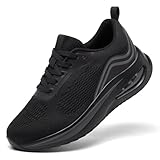 Trainers for Women Black Running Shoes Ladies Arch Support Memory Foam Plantar Fasciitis Orthopedic Shoes Air Cushion Comfort Breathable Non Slip Gym Sneakers All Black UK 6.5