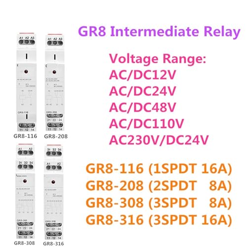 Relais intermédiaire GR8 AC110V 230V auxiliaire 8A SPDT électronique 1 pièces