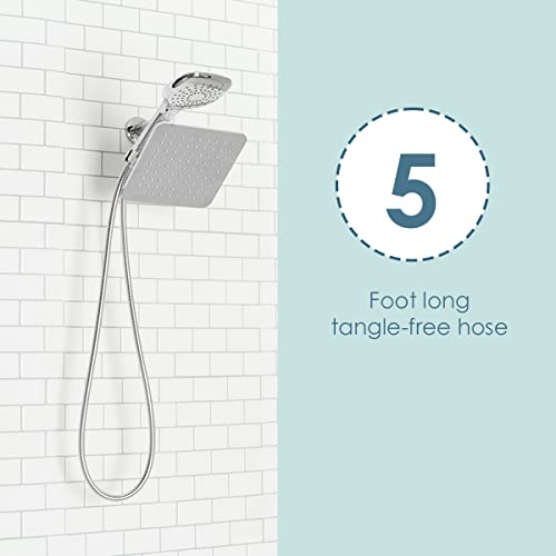 Showerhead And Handheld Combo 1.63 Gpm, By Home Basics (Chrome) | Combination Shower Head And Handheld | With Tangle-Free Hose And Diverter #TOP4
