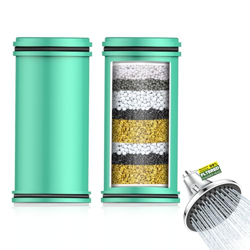 Homlord Shower Filter Replacement Cartridge for Filtered Shower Head - 2 Pack Multi Stage Water Softener Filters for Hard Water - Remove Chlorine and Harmful Substances