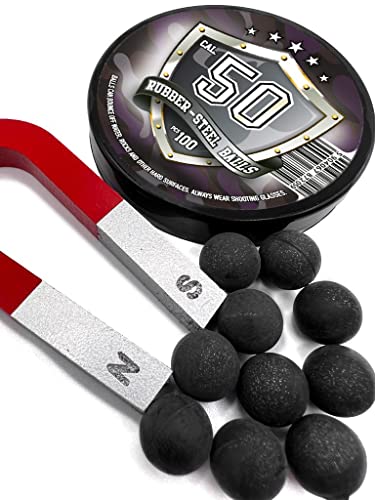 Rubber-Steel Balls 100 X Premium Quality Hard Rubber Steel Balls 2.7 Grams Heavy Reusable Projectiles Paintballs Reballs Powerballs For Training Home And Self Defense Pistols In 50 Caliber (Regular) #TOP5