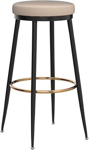 Miniatura 4 de chairus Juego de 2 taburetes de barra de 30 pulgadas, modernos taburetes de bar sin espalda con reposapiés dorado, cómodas sillas de bar de metal