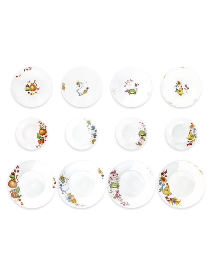 Service de table 12 pièces en porcelaine assiette plate creuse dessert Brandani