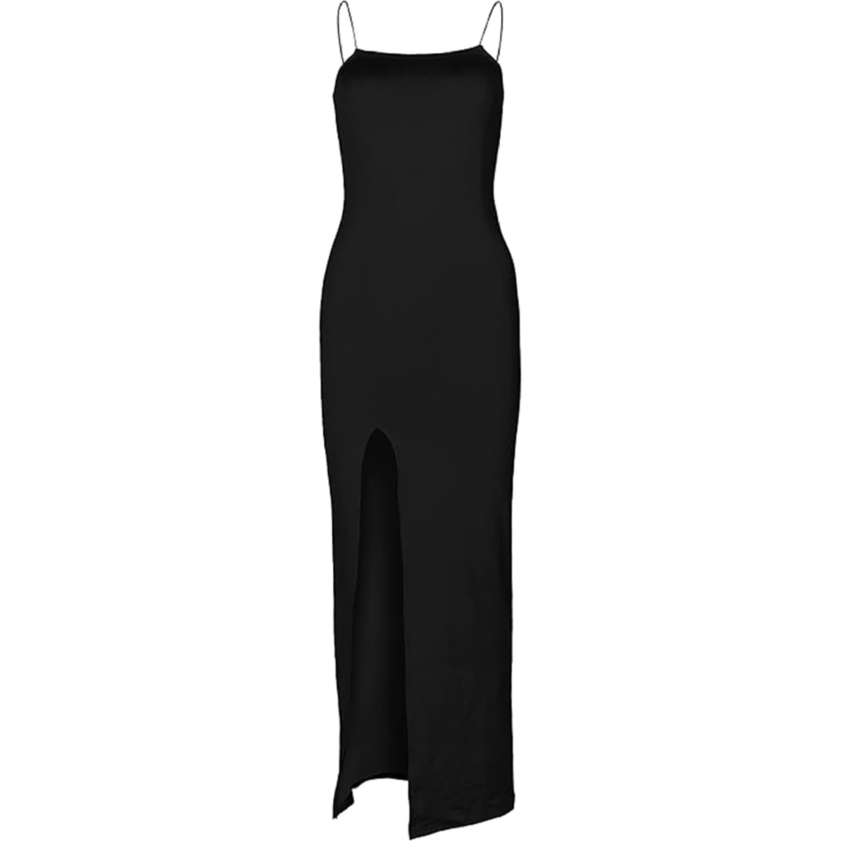 Striegro Women's Sexy Backless Long Dress, Square Neck Maxi Dress Black Spaghetti Straps Party Club Bodycon for Women..