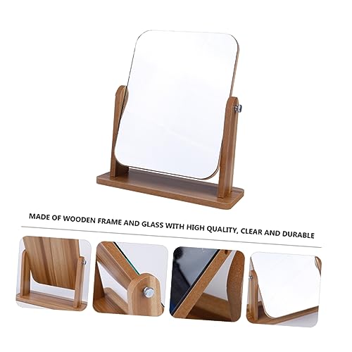 Espejo de maquillaje de madera OUNONA para escritorio miniatura 7