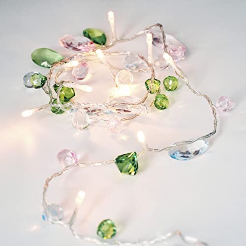 Yolight Bohemia String Lights Battery Operated Acrylic Crystal Fairy Lights, 10Ft 30 Led Pastel Jewels Light Garland With Remote Timer For Bedroom Wedding Party Christmas Fireplace Easter Decoration #TOP3