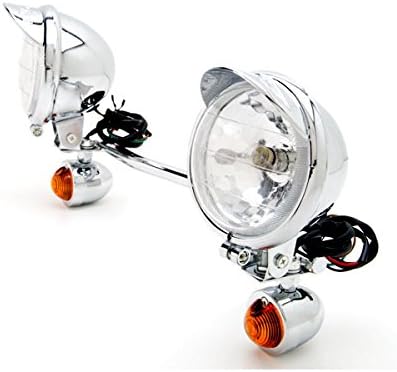 Krator Chrome Motorcycle Passing Light Bar & Turn Signals Compatible with Yamaha V-Star Vstar V Star XVS 1100 Custom (Bracket Modification Required)