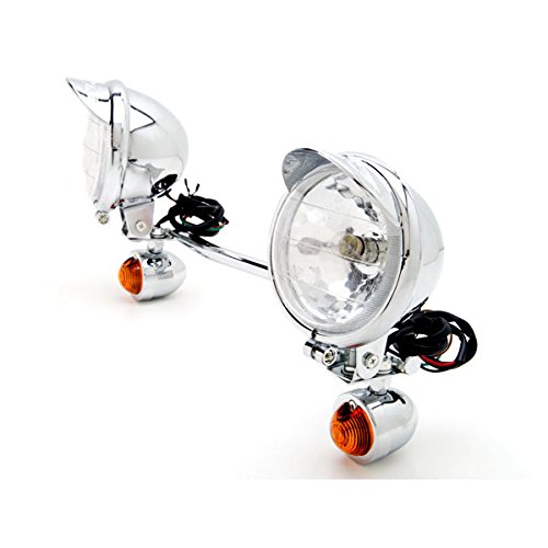 Krator Chrome Motorcycle Driving Passing Spotlight Light Bar & Turn Signals Cruiser - Thumbnail 4