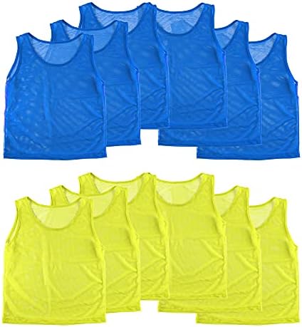 Super Z Outlet 12 Pinnies Scrimmage Vests Team Practice Jersey for Child Youth Teen Lightweight