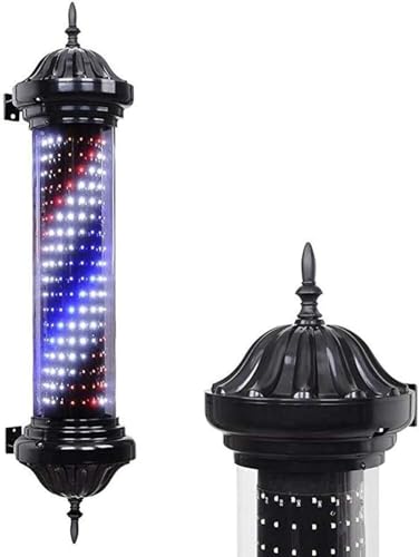 Poste Barbero Giratorio Barber Pole Luces LED solares de seguridad para exteriores, luces solares para cercas, luces para postes de barbería, postes de barbería giratorios e iluminados para letreros