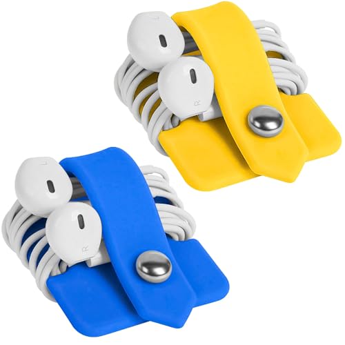 CODIRATO 2 PCS Organisateur Cordon Ecouteurs en Silicone, Enrouleur de Câble Cord Manager, Attaches de Câble d'Ecouteur, Enrouleur de Câble Portable pour Casque...