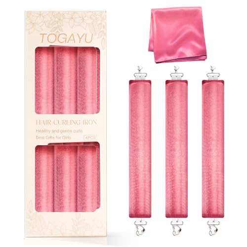 Togayu Heatless Curls Overnight Hair Care Set - Jumbo Velvet Hair Curlers | No Heat Hair Rollers for Women, Comfortable Sleep-In Hair Rollers with Satin Scarf, No Heat Damage Curling Rods for All Hair