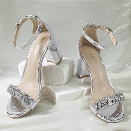 Image of Ankis Heels for Women Open Toe Ankle Strap Chunky Heel Sandals 2.75 Inch